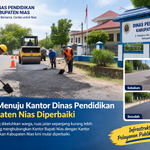 Jalan Menuju Kantor Dinas Pendidikan Kabupaten Nias Diperbaiki, Warga Sambut Baik