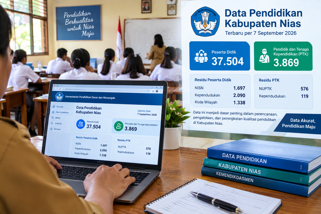 Data Pendidikan Kabupaten Nias Diperbarui 7 September 2026, 37.504 Peserta Didik Tercatat