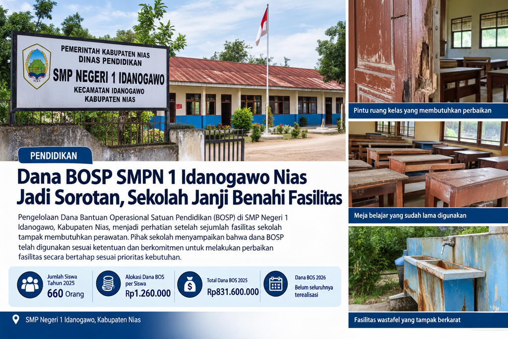 Dana BOSP SMPN 1 Idanogawo Nias Jadi Sorotan, Sekolah Janji Benahi Fasilitas